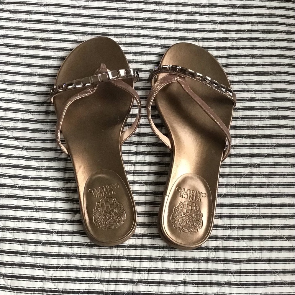 *New* Vince Camuto Women's Metallic Bronze Jeweled Slide Sandals! 8M